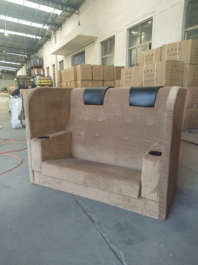 Powder Coated Frame Couple Cinema Seats , Theater Sofa Recliner ABS Cup