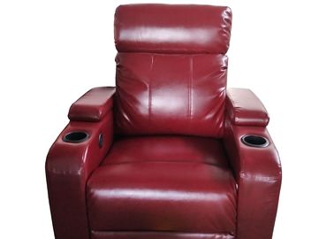 Double Recliner Theater Seating Sofa , Theater Sofa Set Folding Armrest