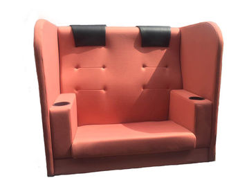 Powder Coated Frame Couple Cinema Seats , Theater Sofa Recliner ABS Cup Holder