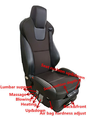 Air Suspension Heating Bus Driver Seat Slidable 545mm Width
